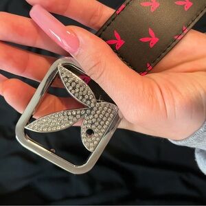 rhinestone, pink and black Playboy belt